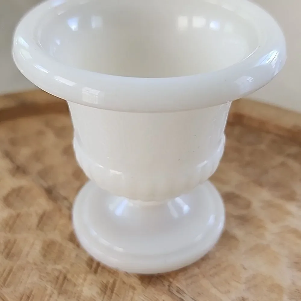 Vintage Milk Glass Akro Agate Mini Urn Shaped Custard Glass Coquette